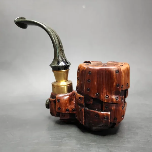 Moonlight "Steampunk" Oom Paul Sitter Handmade Briar Pipe, New - Image 6