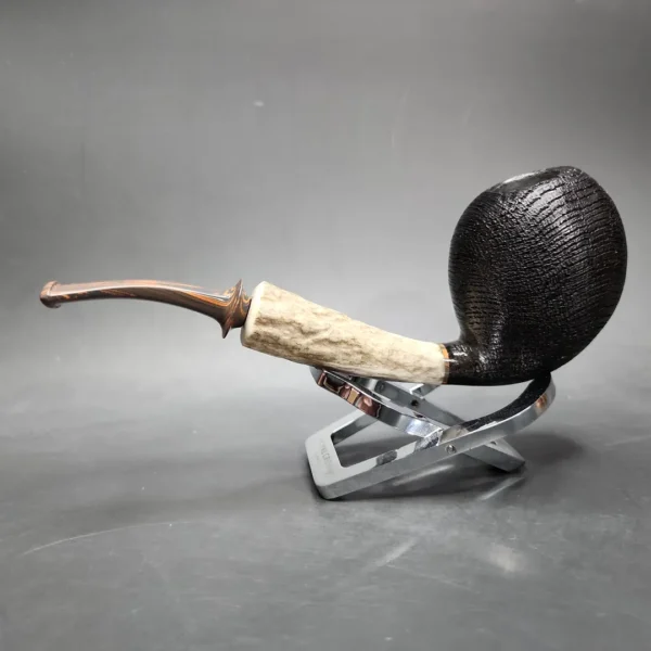 La Biota Large Morta Bent Egg w/ Horn Handmade Pipe, New - Image 6
