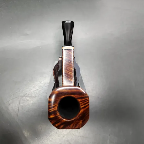 Piero Vitale Smooth Panel Billiard w/ Olive Wood (Moon) Handmade Briar Pipe, New - Image 7