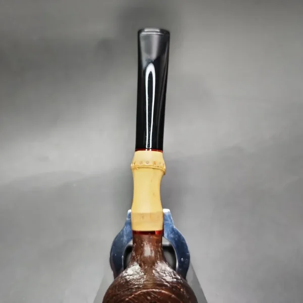 HS Studio Roadtown Sandblasted Bamboo Apple Estate Briar Pipe, Unsmoked - Image 7