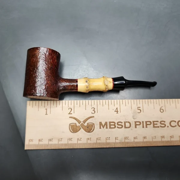 HS Studio Roadtown Sandblasted Bamboo Poker Estate Briar Pipe, Unsmoked - Image 7