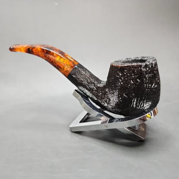 Savinelli Ottagono 111 Sandblasted Panel Bent Billiard Briar Pipe, 6mm (477/600) - Image 7