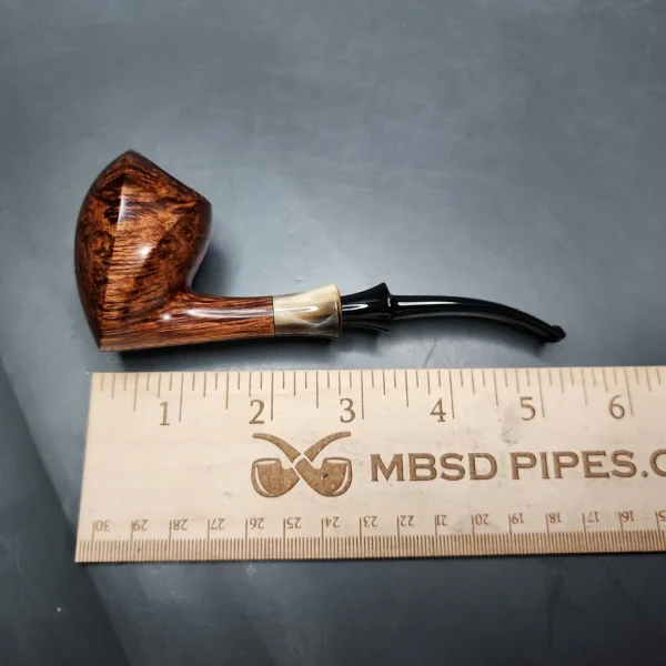 Wandi Riyadi Smooth Elephant's Foot w/ Horn Estate Briar Pipe, Unsmoked - Image 9