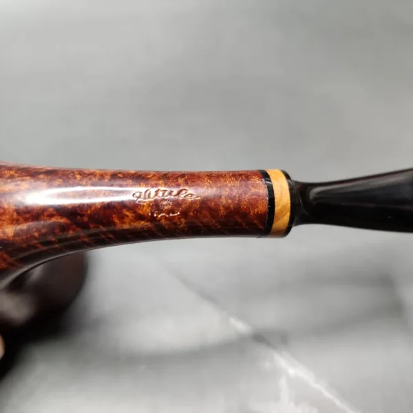 Piero Vitale Smooth Horn w/ Olive Wood (Sun) Handmade Briar Pipe, New - Image 9