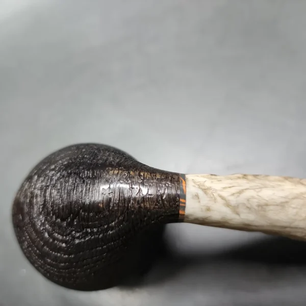 La Biota Large Morta Bent Egg w/ Horn Handmade Pipe, New - Image 9