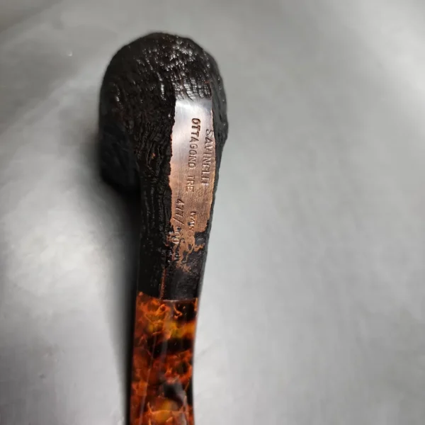Savinelli Ottagono 111 Sandblasted Panel Bent Billiard Briar Pipe, 6mm (477/600) - Image 10