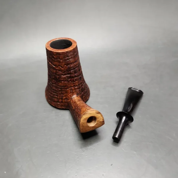 Piero Vitale Sandblasted Volcano w/ Cocobolo (Two Star) Handmade Briar Pipe, New - Image 10