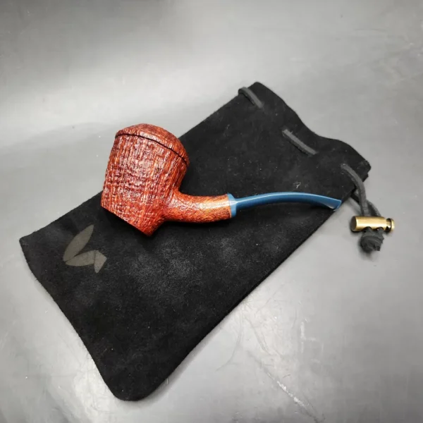 Chris Morgan Signature Sandblasted Cherrywood Sitter Handmade Briar Pipe, New - Image 10