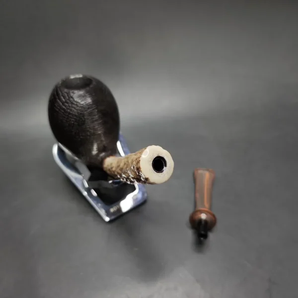 La Biota Large Morta Bent Egg w/ Horn Handmade Pipe, New - Image 12