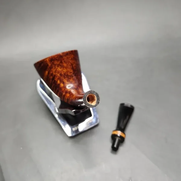 Piero Vitale Smooth Horn w/ Olive Wood (Sun) Handmade Briar Pipe, New - Image 12