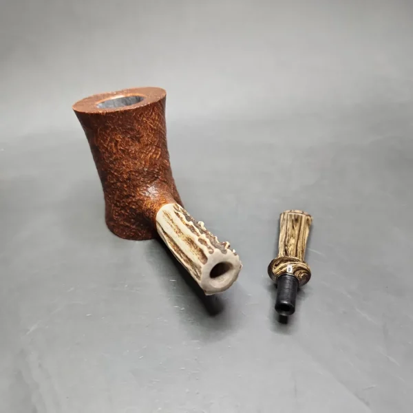 La Biota Sandblasted Poker w/ Antler Handmade Briar Pipe, New - Image 12