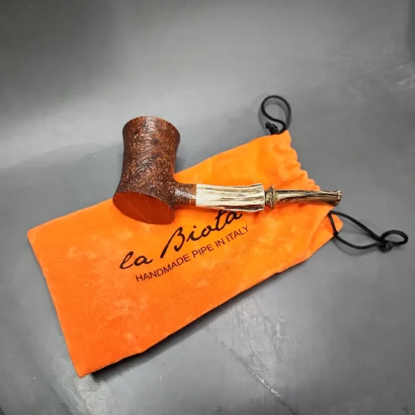 La Biota Sandblasted Poker w/ Antler Handmade Briar Pipe, New - Image 13