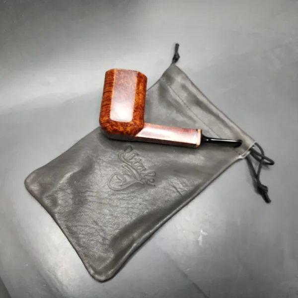 Piero Vitale Smooth Panel Billiard w/ Olive Wood (Moon) Handmade Briar Pipe, New - Image 14