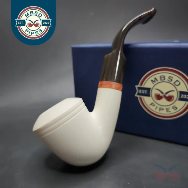 MBSD Meerschaum Deluxe Bent Rhodesian Block Meerschaum Pipe, Briar-Mortise