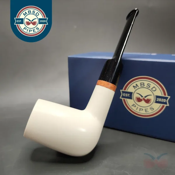 MBSD Meerschaum Deluxe Stack Billiard Block Meerschaum Pipe, Briar-Mortise