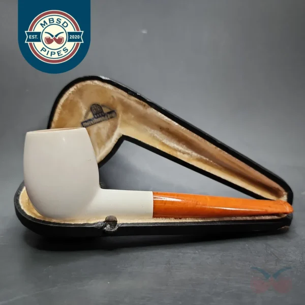 Pre-Kaywoodie KB&B Estate Block Meerschaum Pipe, Amber Stem, American Estates