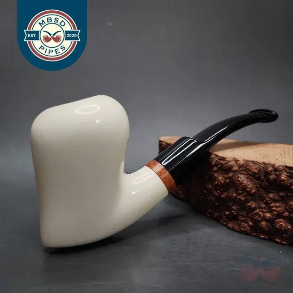 MBSD Meerschaum Deluxe Strawberry Block Meerschaum Pipe, Briar-Mortise