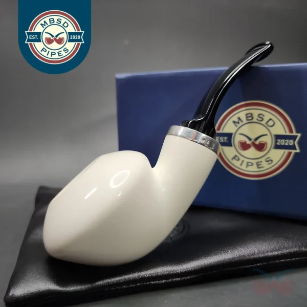 MBSD Meerschaum Silver Reverse Calabash Danish Dublin Block Meerschaum Pipe