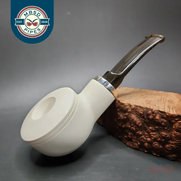 MBSD Meerschaum Silver Reverse Calabash Bullcap Block Meerschaum Pipe