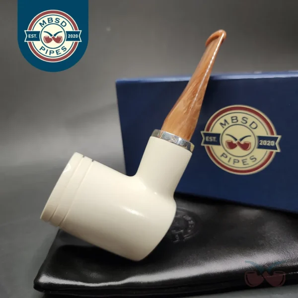 MBSD Meerschaum Silver Reverse Calabash Poker Block Meerschaum Pipe