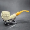 MBSD Meerschaum Deluxe Freemason Apple Block Meerschaum Pipe, Briar-Mortise - Image 3