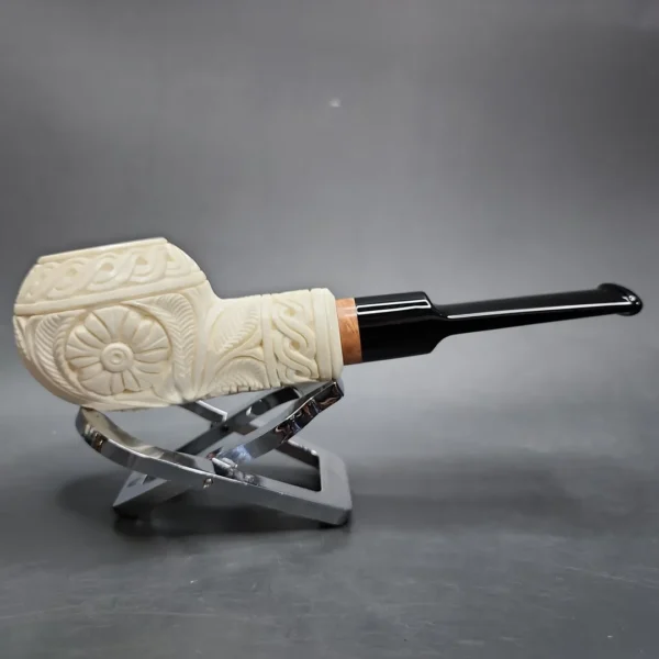 MBSD Meerschaum Deluxe Floral Tomato Block Meerschaum Pipe, Briar-Mortise - Image 3