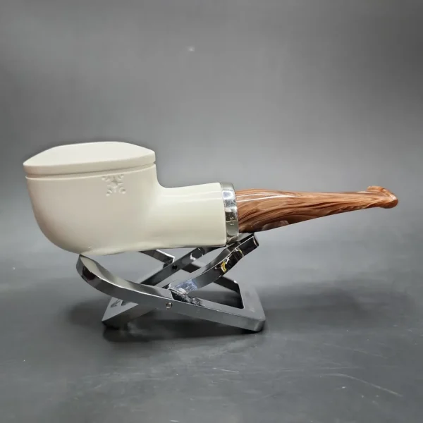 MBSD Meerschaum Silver Reverse Calabash Bullcap Block Meerschaum Pipe - Image 3