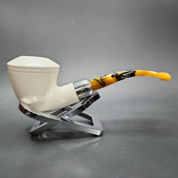 MBSD Meerschaum Deluxe Silver Rhodesian Block Meerschaum Pipe, Briar-Mortise - Image 3