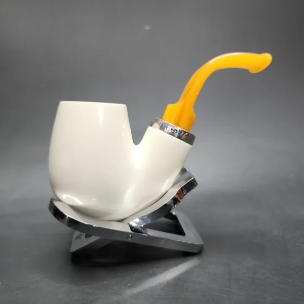 MBSD Meerschaum Silver Reverse Calabash Bent Brandy Block Meerschaum Pipe - Image 3