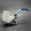 MBSD Meerschaum Deluxe Silver Bent Brandy Block Meerschaum Pipe, Briar-Mortise - Image 3