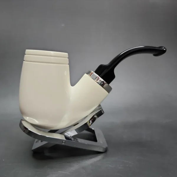 MBSD Meerschaum Silver Reverse Calabash Bent Brandy Block Meerschaum Pipe - Image 3