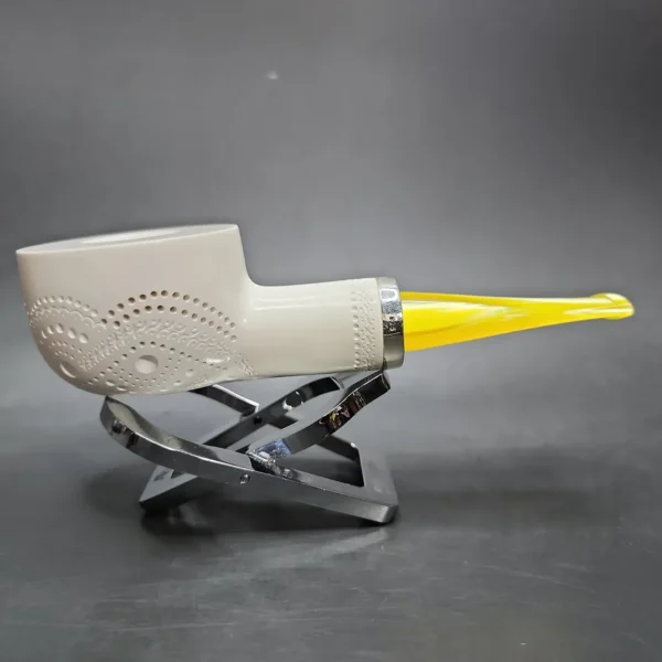 MBSD Meerschaum Silver Reverse Calabash Pot Block Meerschaum Pipe - Image 3