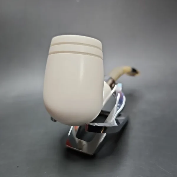 MBSD Meerschaum Deluxe Silver Bent Billiard Block Meerschaum Pipe, Briar-Mortise - Image 4