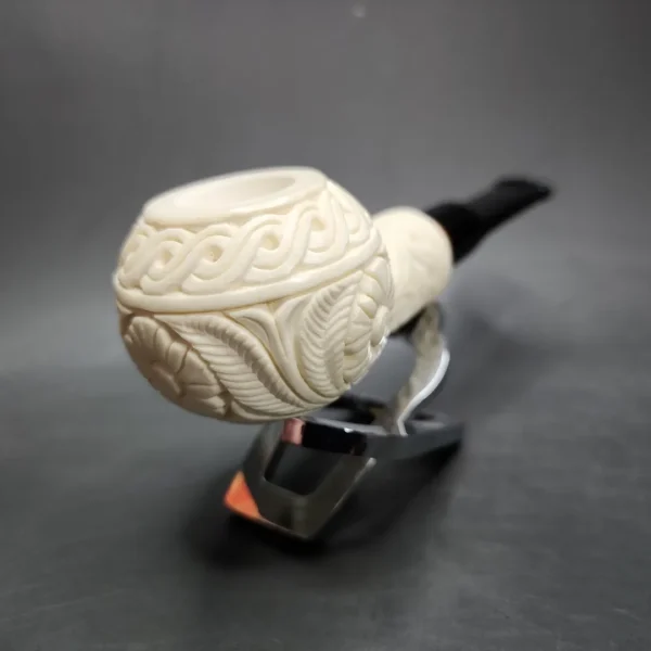 MBSD Meerschaum Deluxe Floral Tomato Block Meerschaum Pipe, Briar-Mortise - Image 4