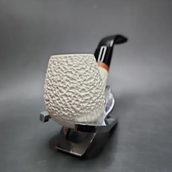 MBSD Meerschaum Deluxe Rusticated Brandy Block Meerschaum Pipe, Briar-Mortise - Image 4