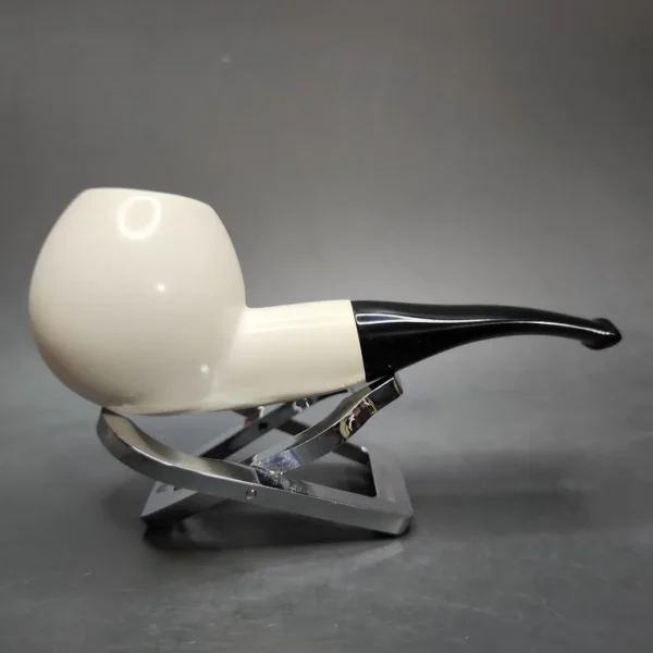 Smooth Author Estate Block Meerschaum Pipe, Fitted Case, Unsmoked - Image 4