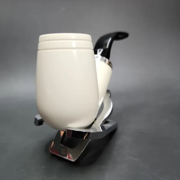 MBSD Meerschaum Silver Reverse Calabash Bent Brandy Block Meerschaum Pipe - Image 4