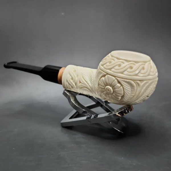 MBSD Meerschaum Deluxe Floral Tomato Block Meerschaum Pipe, Briar-Mortise - Image 5