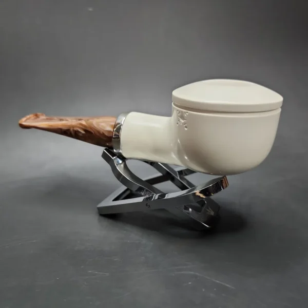 MBSD Meerschaum Silver Reverse Calabash Bullcap Block Meerschaum Pipe - Image 5