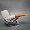 Pre-Kaywoodie KB&B Estate Block Meerschaum Pipe, Amber Stem, American Estates - Image 5