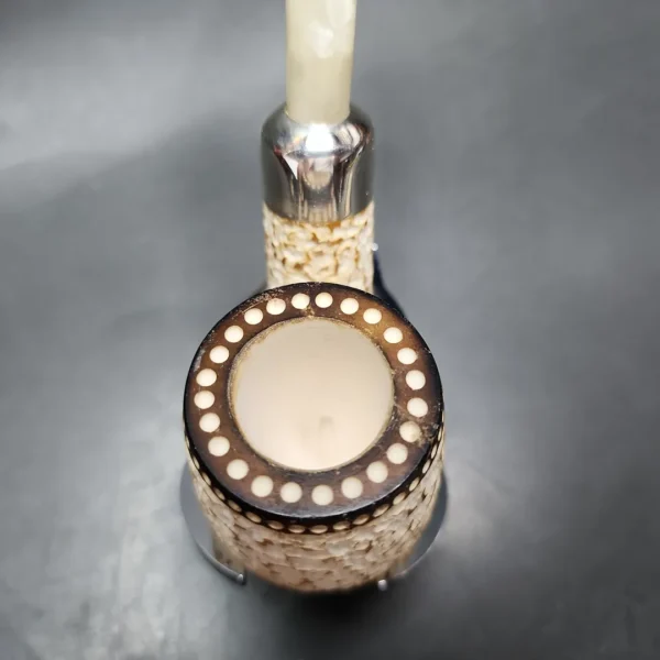 MBSD Meerschaum Deluxe Silver Fumed Oom Paul Block Meerschaum Pipe - Image 5