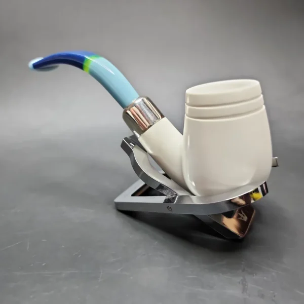MBSD Meerschaum Deluxe Silver Bent Brandy Block Meerschaum Pipe, Briar-Mortise - Image 5