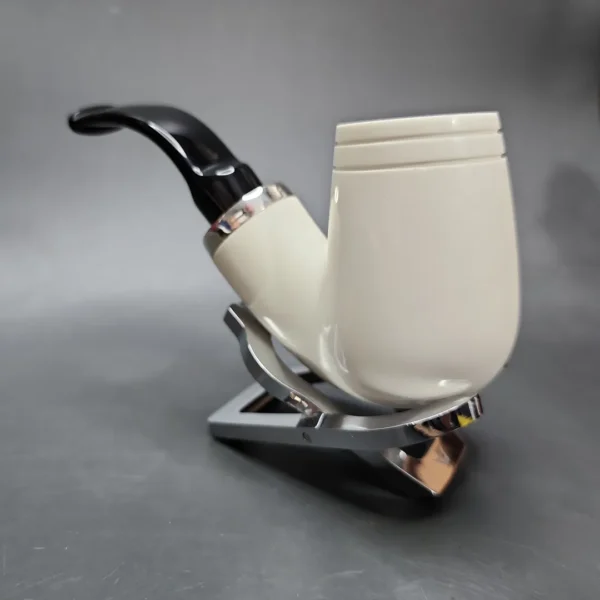 MBSD Meerschaum Silver Reverse Calabash Bent Brandy Block Meerschaum Pipe - Image 5