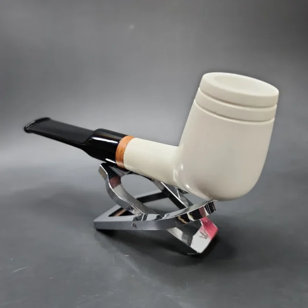 MBSD Meerschaum Deluxe Saddle Billiard Block Meerschaum Pipe, Briar-Mortise - Image 5