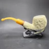 MBSD Meerschaum Deluxe Freemason Apple Block Meerschaum Pipe, Briar-Mortise - Image 6