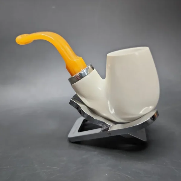 MBSD Meerschaum Silver Reverse Calabash Bent Brandy Block Meerschaum Pipe - Image 6