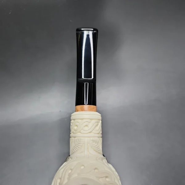 MBSD Meerschaum Deluxe Floral Tomato Block Meerschaum Pipe, Briar-Mortise - Image 7