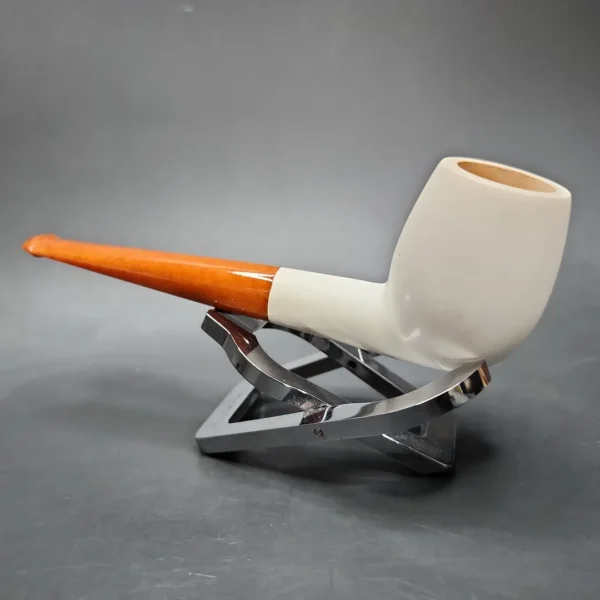 Pre-Kaywoodie KB&B Estate Block Meerschaum Pipe, Amber Stem, American Estates - Image 7