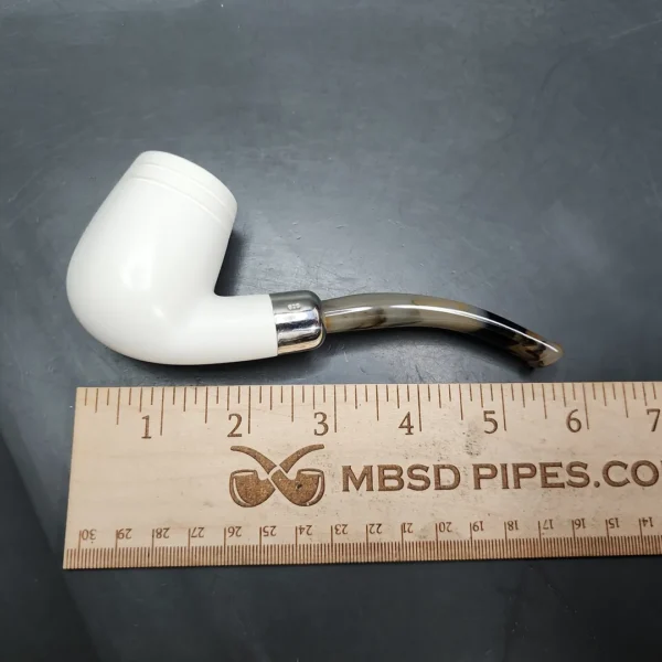 MBSD Meerschaum Deluxe Silver Bent Billiard Block Meerschaum Pipe, Briar-Mortise - Image 8