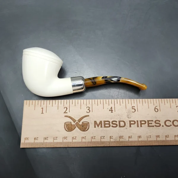 MBSD Meerschaum Deluxe Silver Rhodesian Block Meerschaum Pipe, Briar-Mortise - Image 8